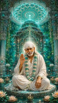 Saibaba stiing in the temple image (1)